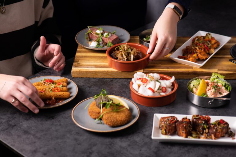 Selection,Of,Sharing,Starters,Tapas,And,Entrees,Looking,Tasty,Including