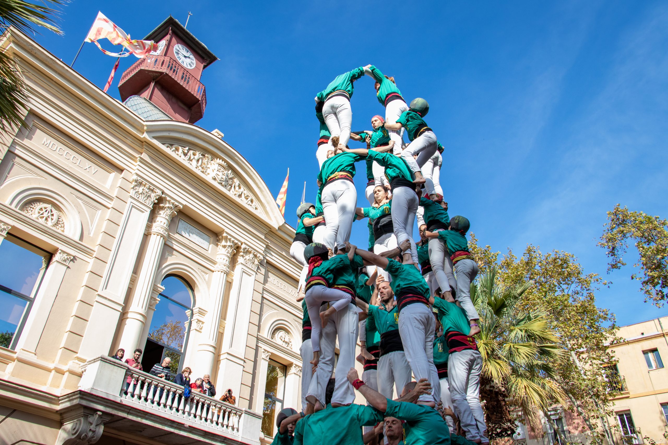 Barcelona,,Spain,-,November,10th,2019:,Kids,Castellers,Climbing,The