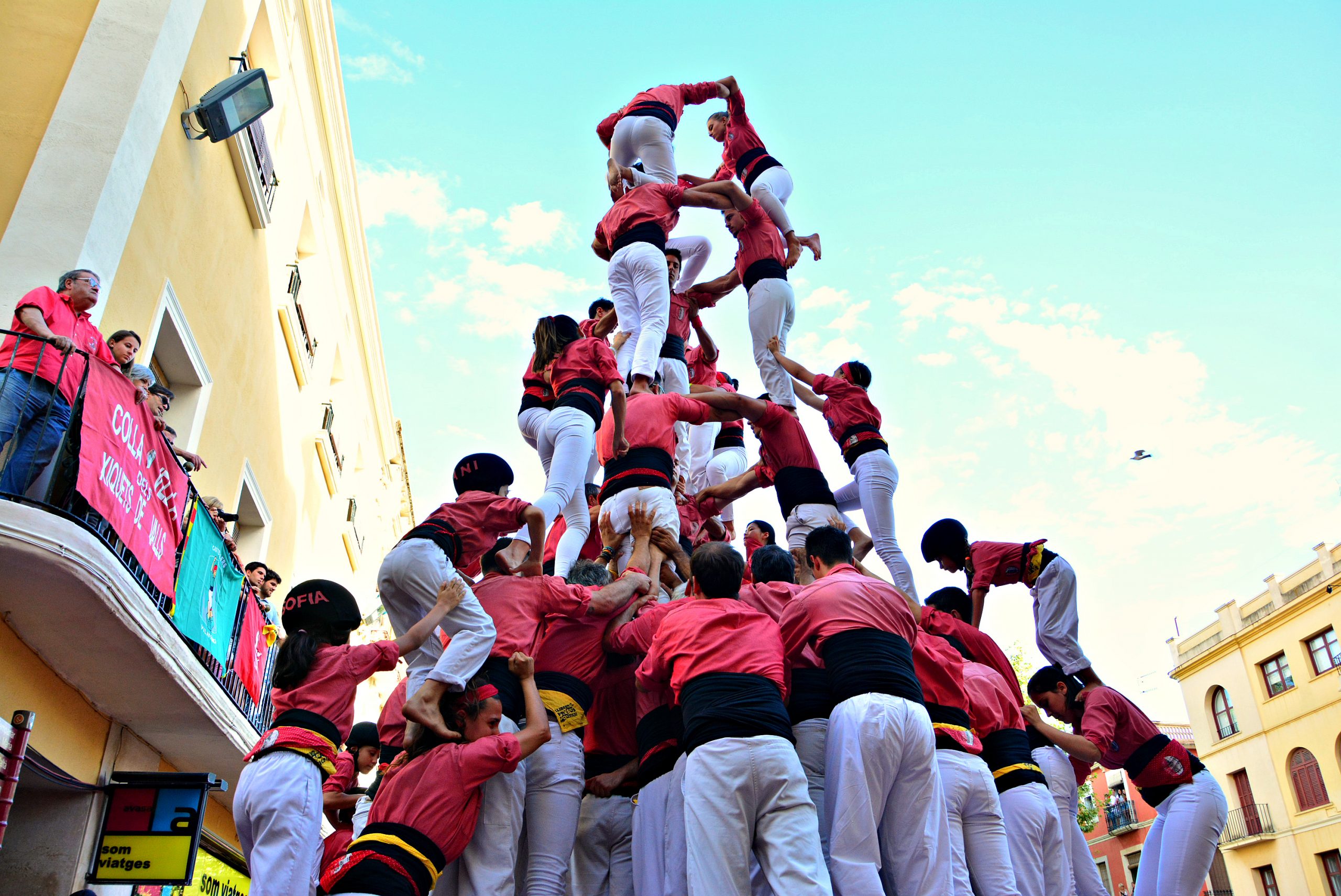 Espana,catalonia,18.8.2018.the,Castellers,De,Vilafranca,Is,A,Cultural,And,Sporting,Association
