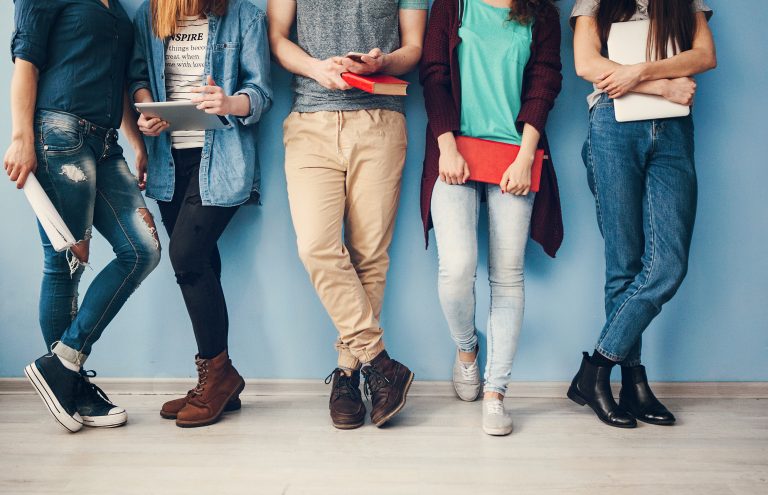 Diversity,Students,Friends,Using,Digital,Devices.